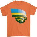 Curled Rwanda Flag Rwandan Day Football Mens T-Shirt 100% Cotton Orange