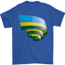 Curled Rwanda Flag Rwandan Day Football Mens T-Shirt 100% Cotton Royal Blue
