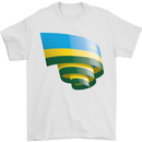 Curled Rwanda Flag Rwandan Day Football Mens T-Shirt 100% Cotton White