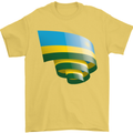 Curled Rwanda Flag Rwandan Day Football Mens T-Shirt 100% Cotton Yellow