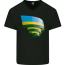 Curled Rwanda Flag Rwandan Day Football Mens V-Neck Cotton T-Shirt Black