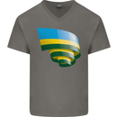 Curled Rwanda Flag Rwandan Day Football Mens V-Neck Cotton T-Shirt Charcoal