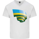 Curled Rwanda Flag Rwandan Day Football Mens V-Neck Cotton T-Shirt White