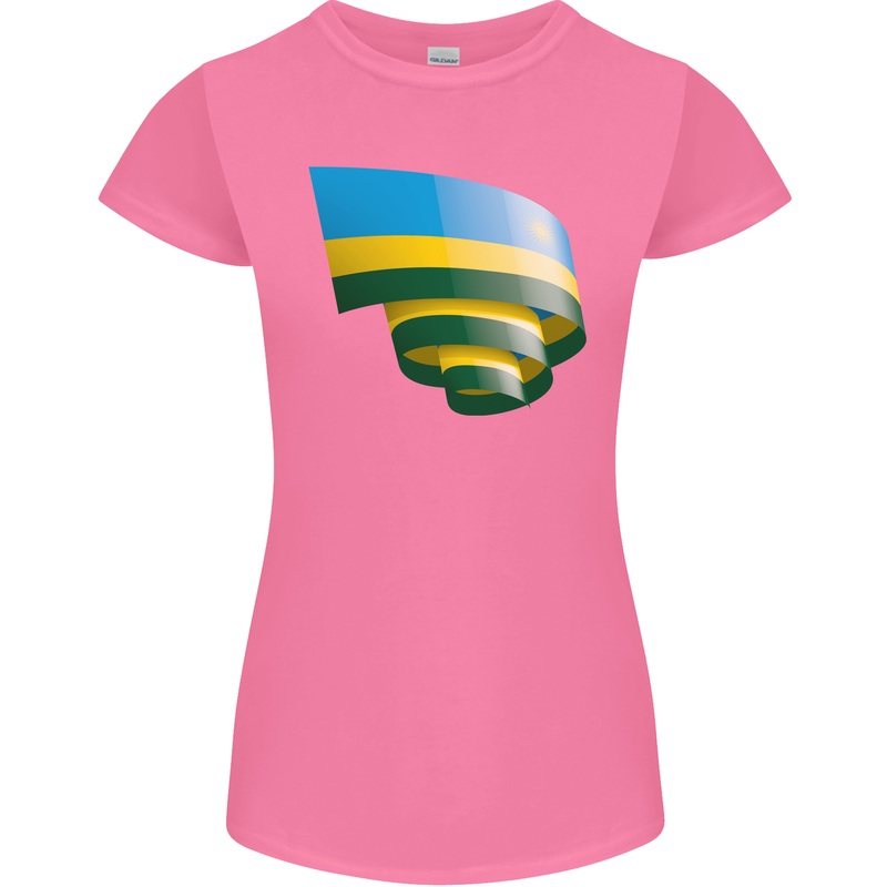Curled Rwanda Flag Rwandan Day Football Womens Petite Cut T-Shirt Azalea