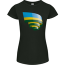 Curled Rwanda Flag Rwandan Day Football Womens Petite Cut T-Shirt Black