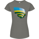 Curled Rwanda Flag Rwandan Day Football Womens Petite Cut T-Shirt Charcoal