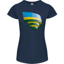 Curled Rwanda Flag Rwandan Day Football Womens Petite Cut T-Shirt Navy Blue