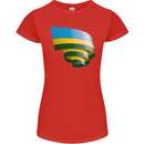 Curled Rwanda Flag Rwandan Day Football Womens Petite Cut T-Shirt Red