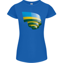 Curled Rwanda Flag Rwandan Day Football Womens Petite Cut T-Shirt Royal Blue