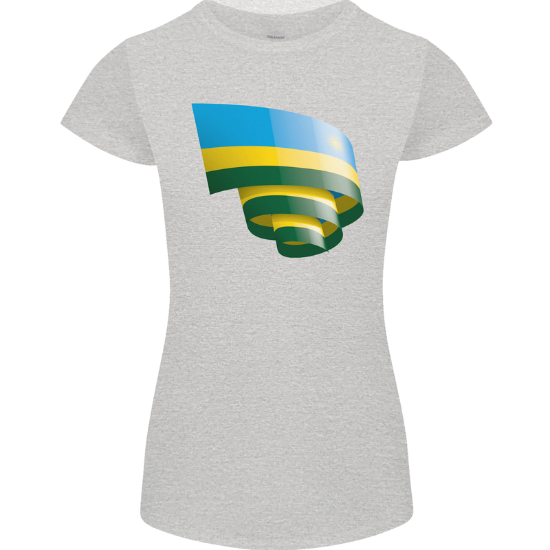 Curled Rwanda Flag Rwandan Day Football Womens Petite Cut T-Shirt Sports Grey