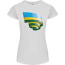 Curled Rwanda Flag Rwandan Day Football Womens Petite Cut T-Shirt White