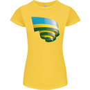 Curled Rwanda Flag Rwandan Day Football Womens Petite Cut T-Shirt Yellow