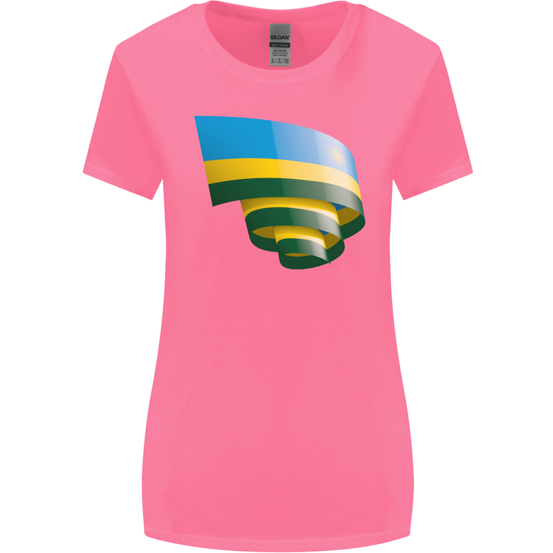 Curled Rwanda Flag Rwandan Day Football Womens Wider Cut T-Shirt Azalea