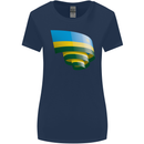 Curled Rwanda Flag Rwandan Day Football Womens Wider Cut T-Shirt Navy Blue