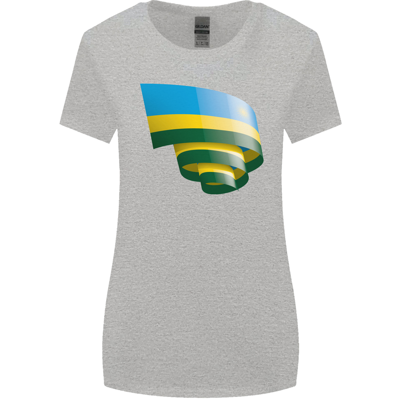 Curled Rwanda Flag Rwandan Day Football Womens Wider Cut T-Shirt Sports Grey