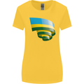 Curled Rwanda Flag Rwandan Day Football Womens Wider Cut T-Shirt Yellow