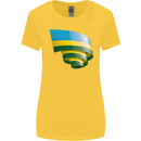 Curled Rwanda Flag Rwandan Day Football Womens Wider Cut T-Shirt Yellow
