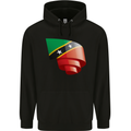 Curled Saint Kitts and Nevis Flag Day Football Childrens Kids Hoodie Black