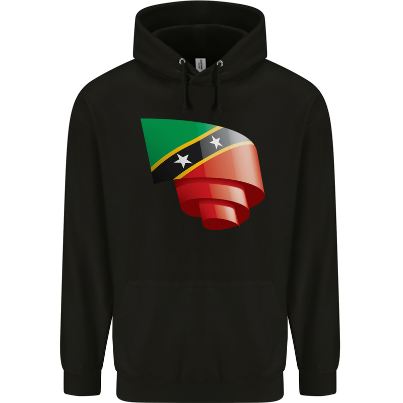 Curled Saint Kitts and Nevis Flag Day Football Childrens Kids Hoodie Black