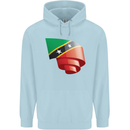 Curled Saint Kitts and Nevis Flag Day Football Childrens Kids Hoodie Light Blue