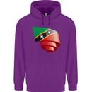 Curled Saint Kitts and Nevis Flag Day Football Childrens Kids Hoodie Purple