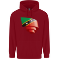 Curled Saint Kitts and Nevis Flag Day Football Childrens Kids Hoodie Red
