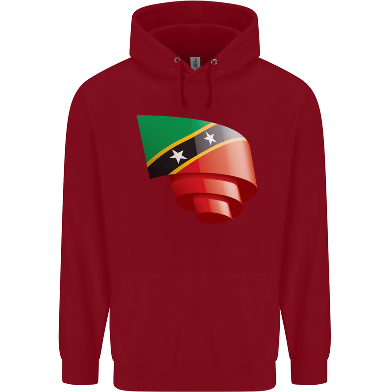Curled Saint Kitts and Nevis Flag Day Football Childrens Kids Hoodie Red