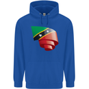 Curled Saint Kitts and Nevis Flag Day Football Childrens Kids Hoodie Royal Blue