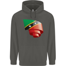 Curled Saint Kitts and Nevis Flag Day Football Childrens Kids Hoodie Storm Grey