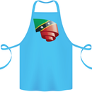 Curled Saint Kitts and Nevis Flag Day Football Cotton Apron 100% Organic Turquoise