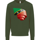 Curled Saint Kitts and Nevis Flag Day Football Kids Sweatshirt Jumper Forest Green