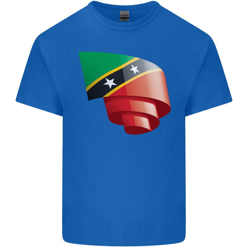 Curled Saint Kitts and Nevis Flag Day Football Kids T-Shirt Childrens Royal Blue