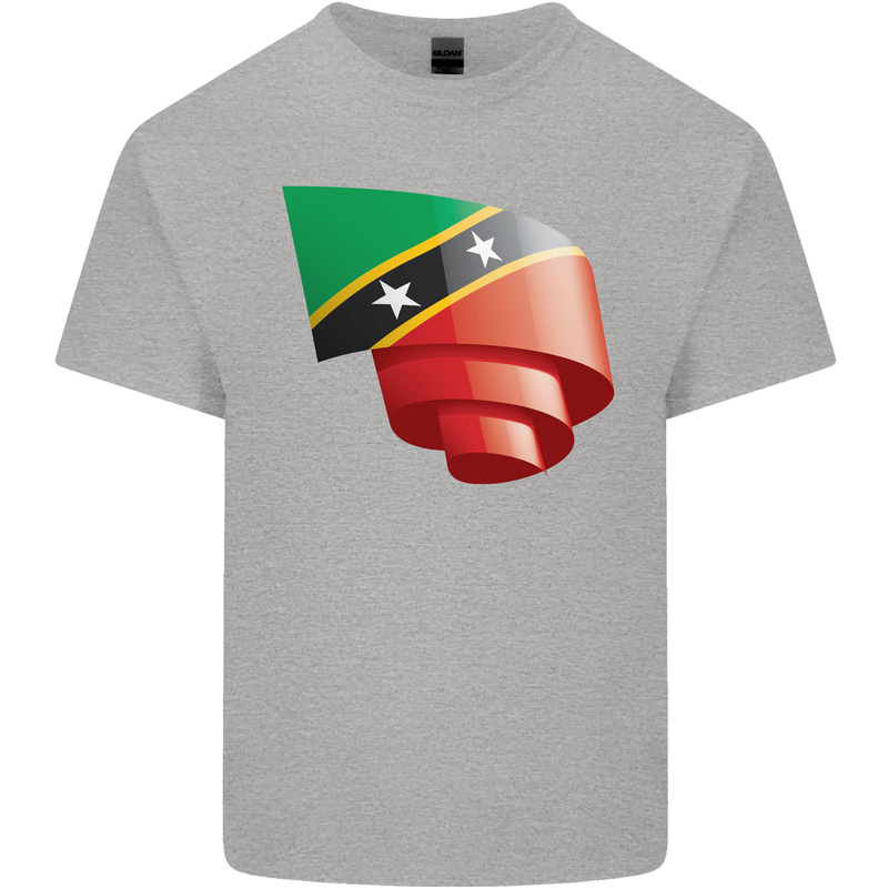 Curled Saint Kitts and Nevis Flag Day Football Kids T-Shirt Childrens Sports Grey
