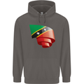 Curled Saint Kitts and Nevis Flag Day Football Mens 80% Cotton Hoodie Charcoal