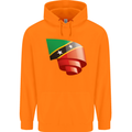 Curled Saint Kitts and Nevis Flag Day Football Mens 80% Cotton Hoodie Orange