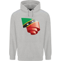 Curled Saint Kitts and Nevis Flag Day Football Mens 80% Cotton Hoodie Sports Grey