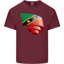 Curled Saint Kitts and Nevis Flag Day Football Mens Cotton T-Shirt Tee Top Maroon