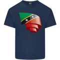 Curled Saint Kitts and Nevis Flag Day Football Mens Cotton T-Shirt Tee Top Navy Blue