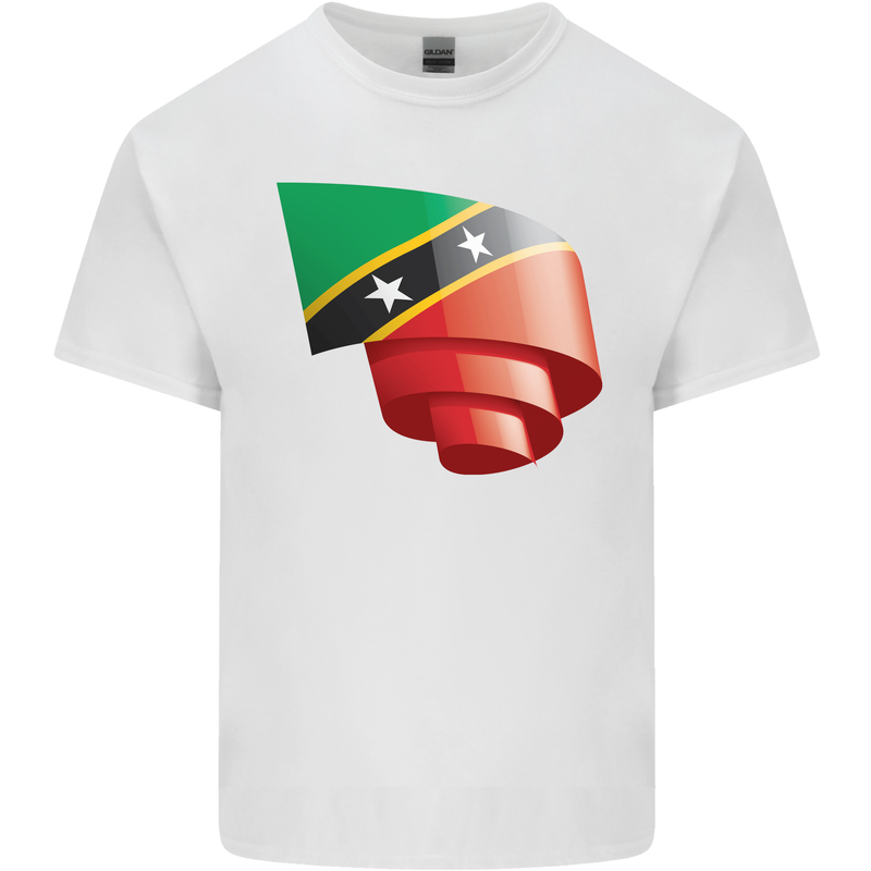 Curled Saint Kitts and Nevis Flag Day Football Mens Cotton T-Shirt Tee Top White