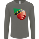 Curled Saint Kitts and Nevis Flag Day Football Mens Long Sleeve T-Shirt Charcoal