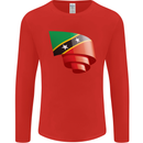 Curled Saint Kitts and Nevis Flag Day Football Mens Long Sleeve T-Shirt Red