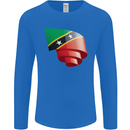 Curled Saint Kitts and Nevis Flag Day Football Mens Long Sleeve T-Shirt Royal Blue
