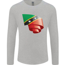Curled Saint Kitts and Nevis Flag Day Football Mens Long Sleeve T-Shirt Sports Grey