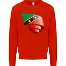 Curled Saint Kitts and Nevis Flag Day Football Mens Sweatshirt Jumper Bright Red