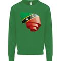 Curled Saint Kitts and Nevis Flag Day Football Mens Sweatshirt Jumper Irish Green