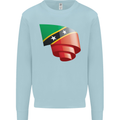 Curled Saint Kitts and Nevis Flag Day Football Mens Sweatshirt Jumper Light Blue