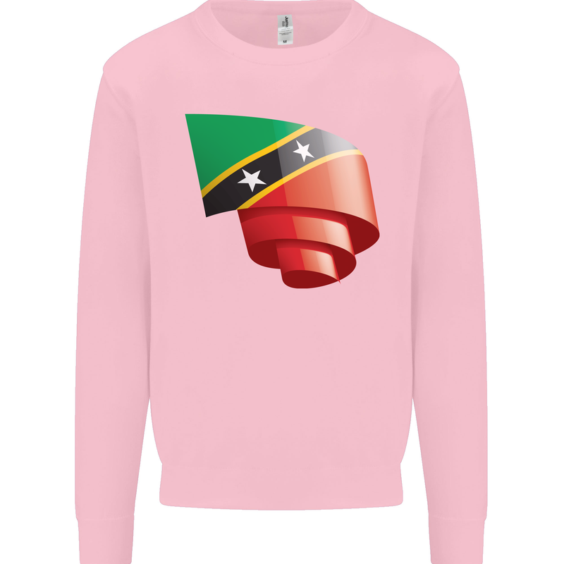 Curled Saint Kitts and Nevis Flag Day Football Mens Sweatshirt Jumper Light Pink