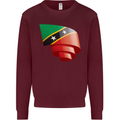 Curled Saint Kitts and Nevis Flag Day Football Mens Sweatshirt Jumper Maroon