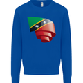 Curled Saint Kitts and Nevis Flag Day Football Mens Sweatshirt Jumper Royal Blue
