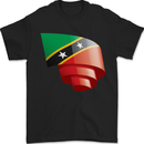 Curled Saint Kitts and Nevis Flag Day Football Mens T-Shirt 100% Cotton Black